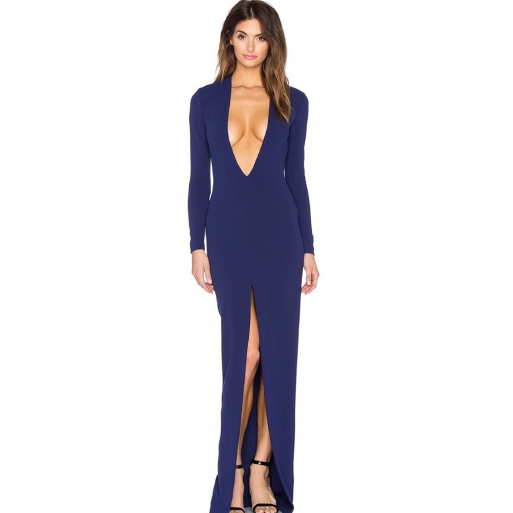 NWT Solace London Revolve Exclusive Blue Maxi Long Sleeve Dress Gown